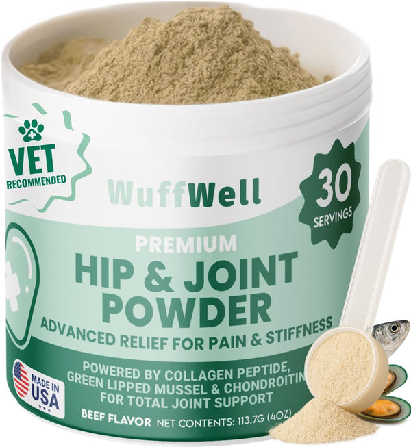 WuffWell Hip and Joint Powder Supplement for Dogs - Glucosamine Dog Joint