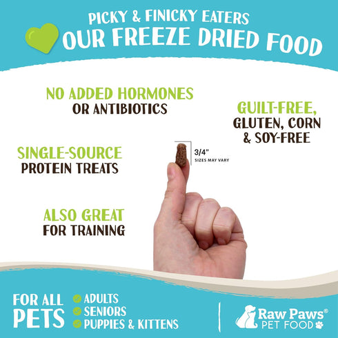 Raw Paws Freeze Dried Dog Food & Cat Food, 16-oz - Chicken Recipe, Made in USA, Freeze-Dried Raw Food