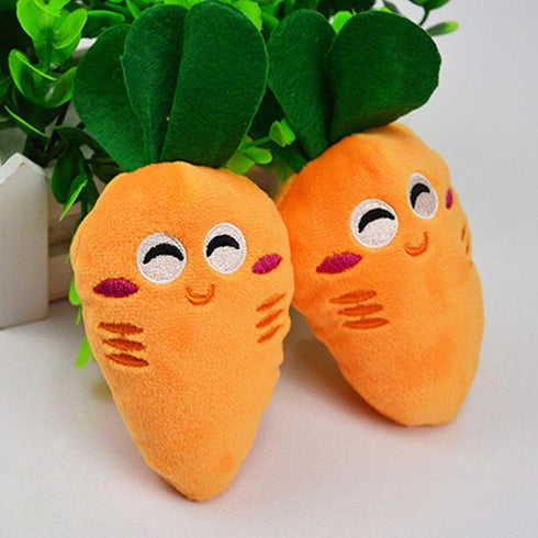 Katartizo 1 Pack Orange Soft Puppy Pet Supplies Cute Carrot Plush Chew Squeaker Sound Squeaky Toys for Dog Cat Birthday
