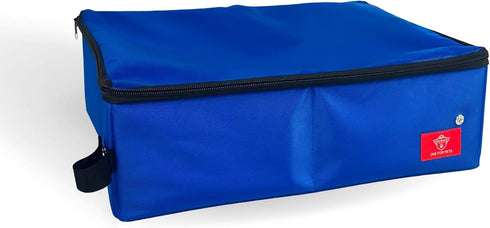 Portable 2-in-1 Double Pet Kennel/Shelter, Black/Royal Blue Fabric, 20"x20"x39", Car Seat-Belt Fixture Included