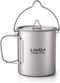 Titanium Cup, Ultralight 750ml Portable Water Mug with Lid and Foldable Handle for Outdoor Camping Cooking Picnic