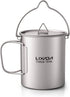 Titanium Cup, Ultralight 750ml Portable Water Mug with Lid and Foldable Handle for Outdoor Camping Cooking Picnic