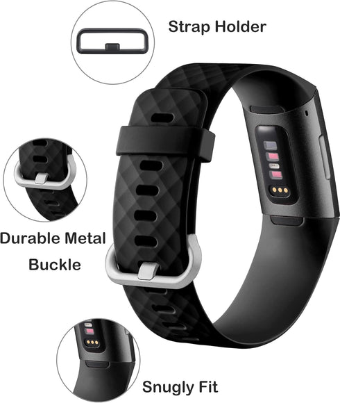 Hamile Bands Compatible with Fitbit Charge 4 / Fitbit Charge 3 / Fitbit Charge 3 SE, Waterproof Replacement Watch Strap Fitness Sport Band Wristband for Women Men, Large, Black