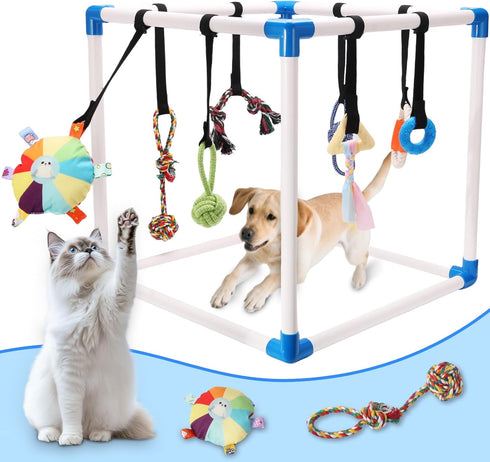 Puppy Play Gym with 8 Hanging Interactive Toys, Indoor Jungle Gym for