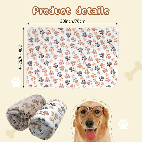 YUEPET Waterproof Dog Blankets, 2 Pack Washable Dog Blankets for Bed Couch Sofa Protector Fleece Flannel Puppy Blanket Soft Plush Reversible Throw Blanket for Small Dog Puppy Cat 30"×20"(White+Coffee) by YUEPET