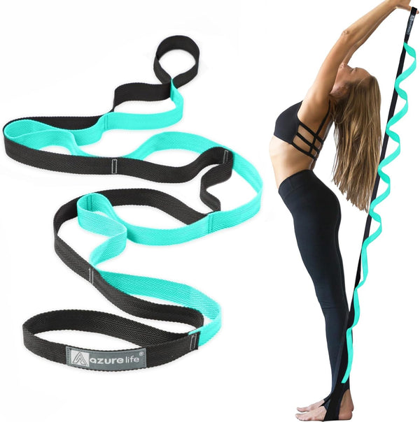 Premium Durable Stretch Straps with Loops, Multi-Loop Yoga Strap for Physical Therapy, Pilates, Dance