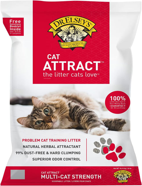 Dr. Elsey's Premium Clumping Cat Litter, 40 lb, Cat Attract, 99% Dust-Free, Low Tracking, Hard Clumping, Unscented