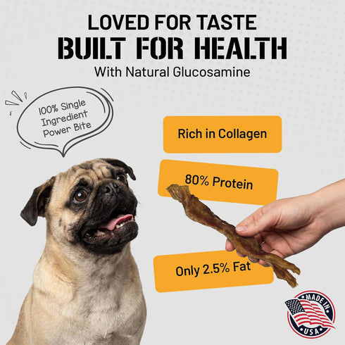 7-9 inch, 6 Dog Chits Beef Tendons for Dogs & Puppies - High Protein, Low Fat - All Natural Beef Tendon Chew - Chewy