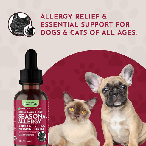 100% 1 oz Animal Essentials Seasonal Allergy Treatment for Dogs - Liquid Herbal Support for Dogs & Cats, Wellness