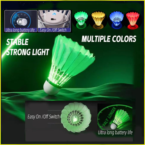 LED Badminton Shuttlecocks, Colourful Lighting Birdies, Plastic Nylon Shuttlecock, Glow in The Dark Birdie Balls (4/5/6
