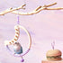 Natural Bird Swing - Moon-Shaped Parrot Perch with Bell and Cork Toys, Spinning Wooden Stand for Parakeets, Budgies