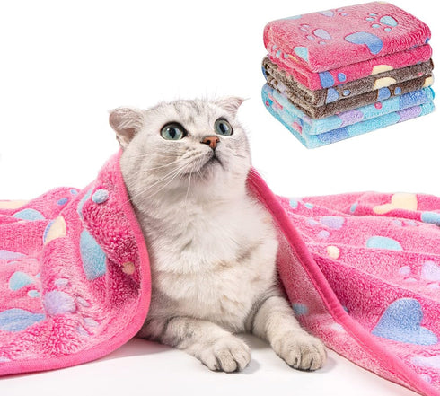 Pet Soft Blankets for Dogs - Fluffy Blankets for Small, Medium & Large Dogs, Cute Print Pet Throw Puppy Blankets Fleece