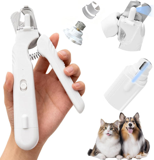 glozaic 2-in-1 Pet Nail Clipper & Grinder with Dual LED Lights, USB Rechargeable,