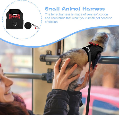 Rypet Soft Mesh Animal Harness and Leash - No Pull Comfort Padded Vest with Safe Bell for Small Pet (Black M)