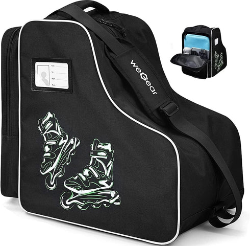 Skate Bag for Adults Roller Skates, Large Capacity Ice Skates Carry Bag with Adjustable Shoulder Strap, Nylon Inline