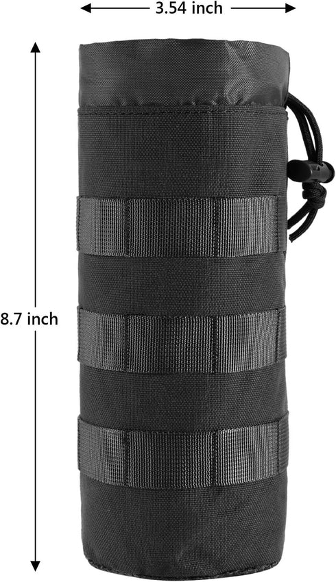 FRTKK Tactical MOLLE Water Bottle Pouch, Drawstring Open Top & Mesh Bottom, Military Water Bottle Holder