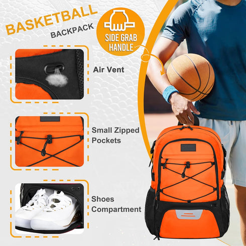 Goloni Soccer Backpack - Basketball Backpack with Ball & Shoe Compartment