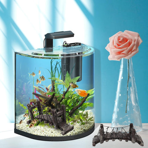 POPETPOP Aquarium Resin Bridge, Fish Tank Landscape Decor for Guppy, Betta, Shrimps, Turtle Climbing Platform