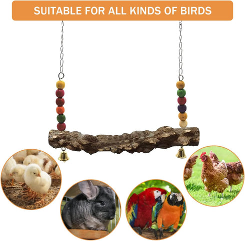 (2pcs) Chicken Bird Swing,Chicken Perch,Natural Wooden Swing Toys,Wood Stand for Chick,Safe and Relief