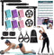 Pilates Bar Kit with Resistance Bands, Multifunctional Exercise Bar with Ab Roller for Weight Loss, Portable Home Gym