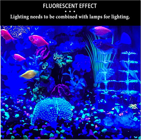 WishLotus 2 Pack Aquarium Coral Decoration, Soft Silicone Fish Tank Glow Decor with Suction Cups, Fluorescent Effect