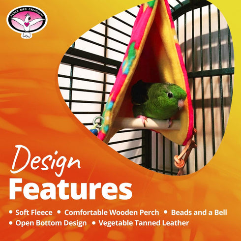 Super Bird Creations SB473 Peekaboo Perch Tent, 10”x4”x4.5”, Ideal Bird Cage Accessories for Small Birds