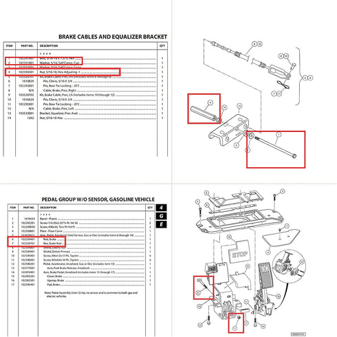 Golf Cart Brake Equalizer Rod Set for Club Car Precedent 2004-Up and Tempo 2018-up
