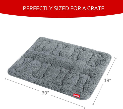 Dog Bed Crate Mat (30" x 19") 2 Pack, Soft Plush Machine Washable Crate Pad, Grey
