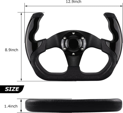 Universal Golf Cart Steering Wheel, Skid for Club Car EZGO RXV, TXT, Yamaha, Precedent Tempo, DS (Black)