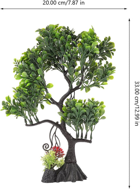 Ipetboom Aquarium Green Artificial Plastic Plants, Aquarium Bonsai Tree Plant Fish Tank Decorations, Goldfish Betta Fake Tree Model for Fish Tank.