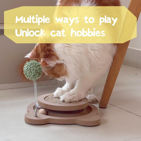 Cute Cat Scratcher,Interactive Scratcher Toys for Indoor Cats and Kitten Natural Sisal Cat Scratch Mats Track Balls