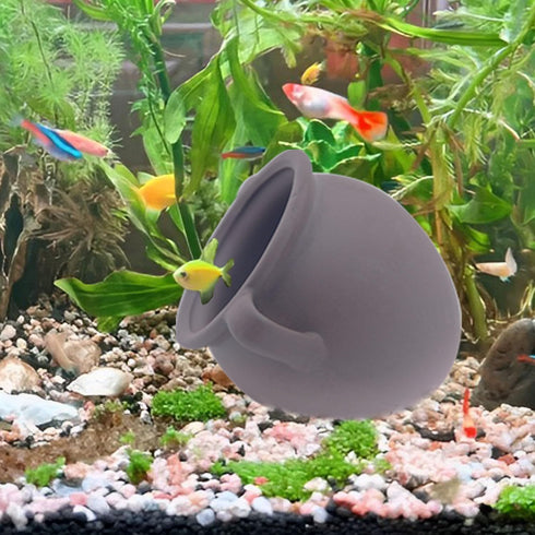AnRui Ceramic Jar Aquarium Ornament Decor Natural Clay Vase Betta House Hideout Cave Pot Fish Tank Decorations