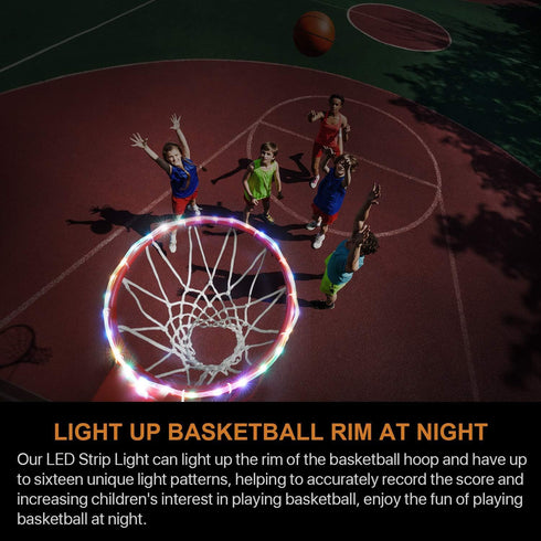 16 Waybelive LED Basketball Hoop Lights, Remote Control Basketball Rim LED Light, Color Change by Yourself, Waterproof