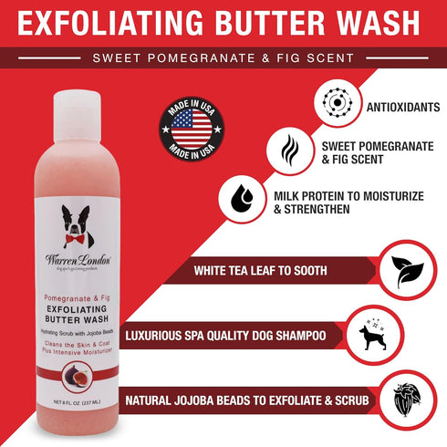 8oz Warren London Butter Combo - Premium Dog Shampoo & Conditioner - Exfoliating Wash with Fragrant Leave