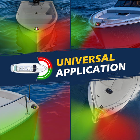 IP67, 12V Boat Navigation Lights LED, Red and Green Marine Navigation Lights for Boats LED Waterproof Bi-Color Bow
