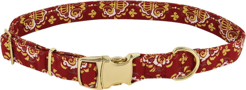 Coastal Pet Accent Metallic Adjustable Dog Collar, Comfortable with Sturdy Metal Buckle, Royal Burgundy Crowns, 5/8" x