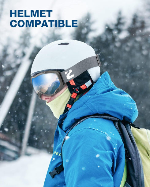 ZIONOR Lagopus B1 Ski Goggles OTG, Anti-fog Snowboard Goggles with UV Protection for Men Women Youth