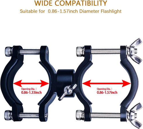 LIGHTFE Aluminum Bike Flashlight Mount for Large Size Bike Lights, 360° Rotation Adjustable Bicycle Flashlight Mount