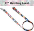 Ihoming Dog Collar and Leash Set for Daily Outdoor Walking, Black Colorful Flowers Design for Small Boys Girls Dogs