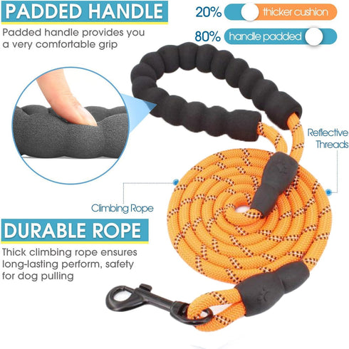 3 Dog Leash No Tangle, Heavy Duty Multiple Dog Lead with Shock Absorbing Bungee and Padded Handle for Medium Large Dogs