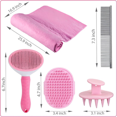 5PCS Set Dog Bath Brush Bathing Kit - Pet Washing Brush, Dog Brush for Shorted Haired Dogs, Dog Scrubber for Bath