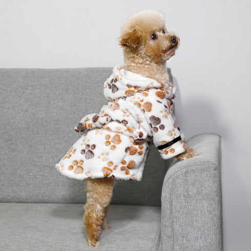 Junchl 2XL Small Dog Bathing Towel, Adjustable Dog Bath Robe for Cold Weather, Puppy Pajamas Warm Flannel Dogs Pjs, Pet