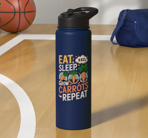 Vegetables Carrots Lover Gifts Eat Sleep Grow Carrots Repeat Funny Carrot Lover Stainless Steel Insulated Water Bottle