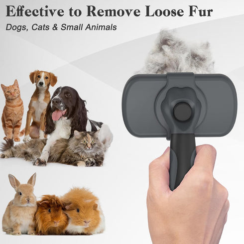 Self Cleaning Slicker Brush for Dogs & Cats - Skin Friendly Grooming Brush for Shedding and Deshedding