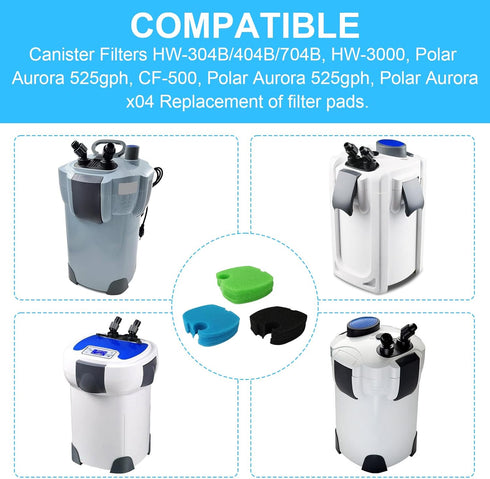 Replacement Aquarium Canister Filter Pad Sponges, 9 Pcs Compatible with HW-304B/404B/704B/3000 CF500