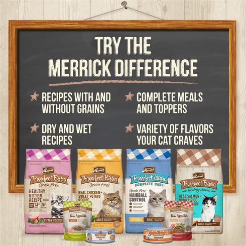 Merrick Purrfect Bistro Grain Free Premium Soft Canned Pate Adult Wet Cat Food - High Protein Tuna Recipe (Pack of 24)