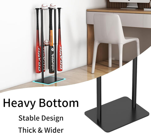 Free Standing Baseball Bat Holder for Storage, Holds 8 Bats and 5 Balls, SUS304 Metal Softball Bat Display