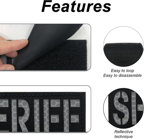 Reflective Laser Cut Sheriff Patch Small 4x1.4 inch Subdued Black for Tactical Vest Bags Backpacks