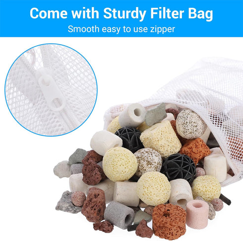 Segarty Filter Media, 12 in 1 Bio Media for Aquarium Sump Filter, Ceramic Rings Activated Carbon for Koi Fish Tank