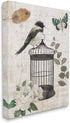 Stupell Industries Vintage Bird Cage Butterfly Floral Script Words Canvas Wall Art, Design By Nan